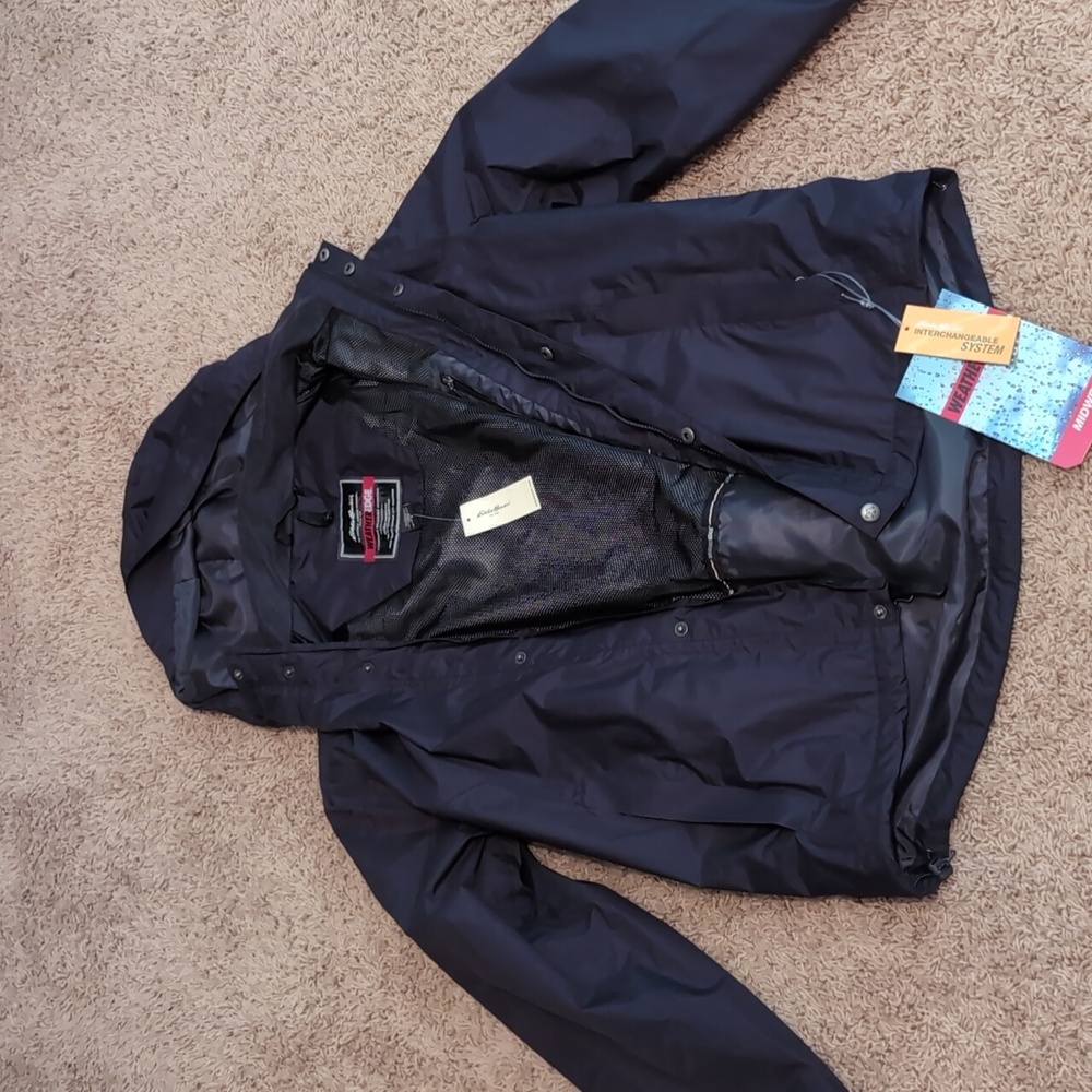 NWT Eddie Bauer Small Black Weather Edge Midweight Shell